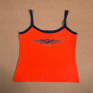 Y2K Mirage Las Vegas Bright Orange & Black Tight Fitted Womens Tank Top Medium